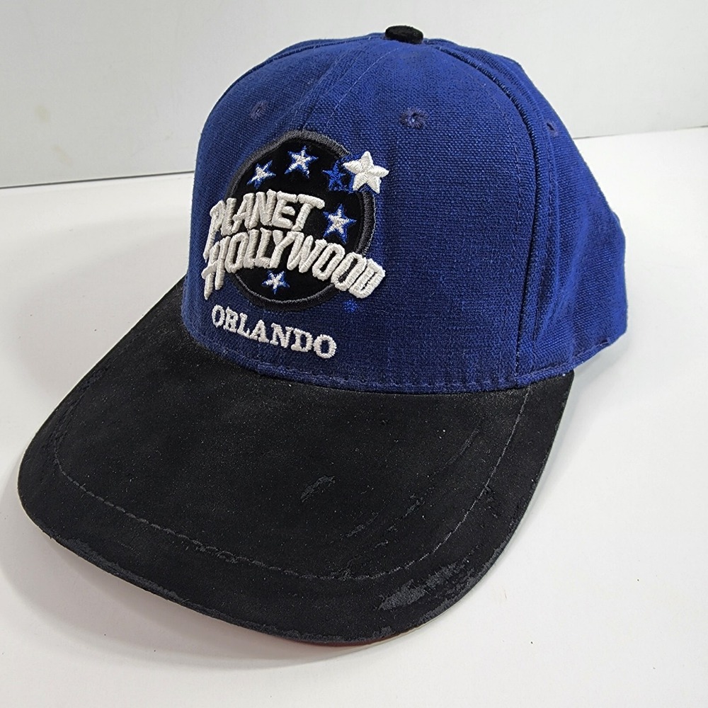 Vintage 90s Planet Hollywood Orlando Florida Adjustable Back Cap Hat Blue Black